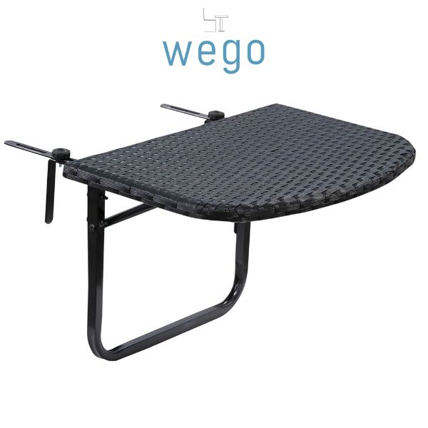 WEGO Bàn treo ban công có thế gập lại bằng mây nhựa // Wicker - rattan foldable balcony table