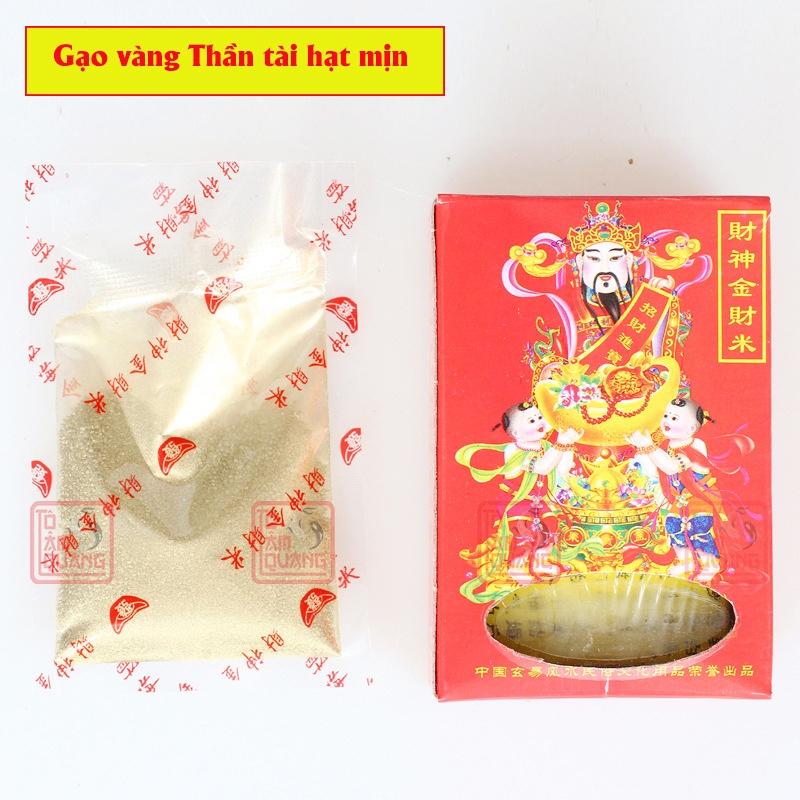 Gạo vàng phong thủy Thần Tài – đồ cúng đặt trên bàn thờ Thần Tài cao cấp giúp chiêu tài đón lộc – may mắn - phát tài