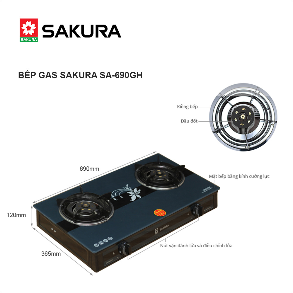 Bếp Gas Dương Sakura SA-690GH - Hàng chính hãng