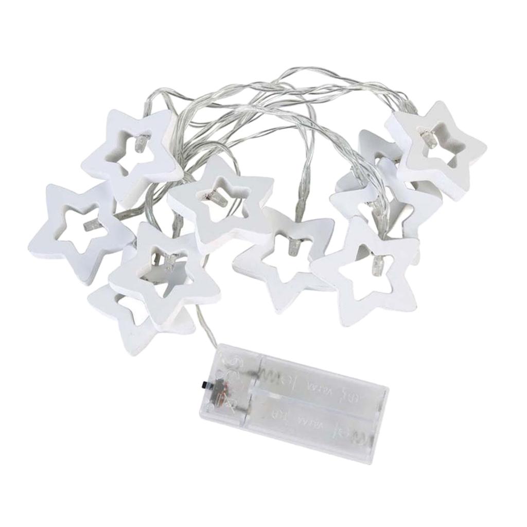 Đèn trang trí Giáng sinh Ngôi sao bằng gỗ 10 đèn LED Quà tặng Đèn dây Xmas