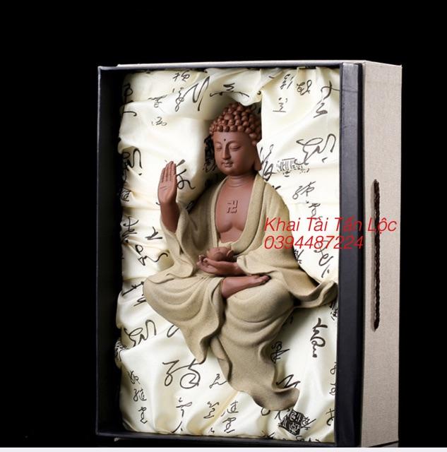 Tượng Phật Adida gốm tử sa cao 30 cm hàng cao cấp