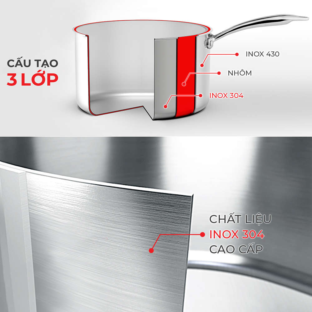 Quánh Inox Nguyên Khối Elmich Baby EL-3848 14cm, Hàng Chính Hãng, Dùng Được Mọi Loại Bếp, Công Nghệ Stop Hot - JoyMall