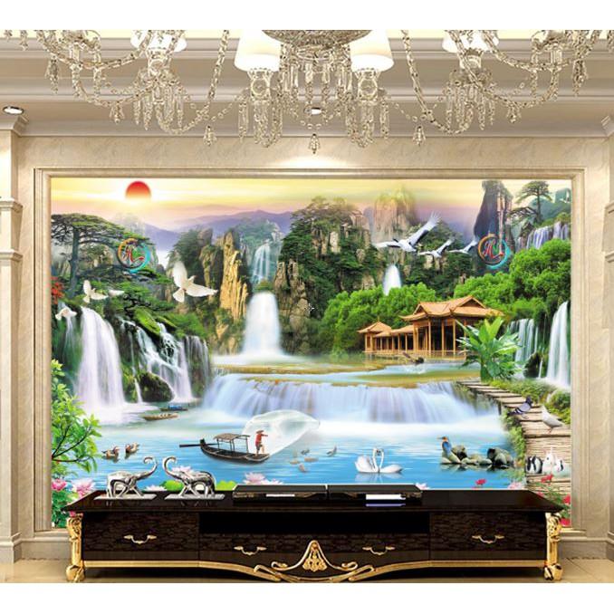 Tranh dán tường 3D sơn thủy hữu tình