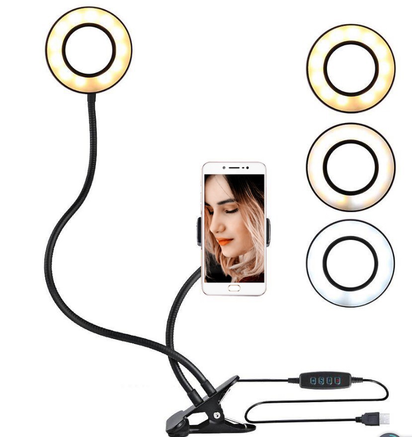 BỘ GIÁ ĐỠ LIVESTREAM CÓ ĐÈN LED 2 TRONG 1 KẸP THÀNH BÀN