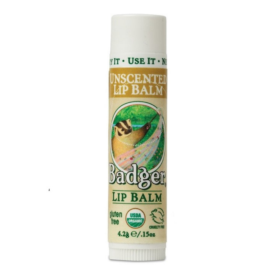 Son dưỡng môi hữu cơ BADGER không màu không mùi - Classic Unscented Lip Balm USDA Organic - 4.2g