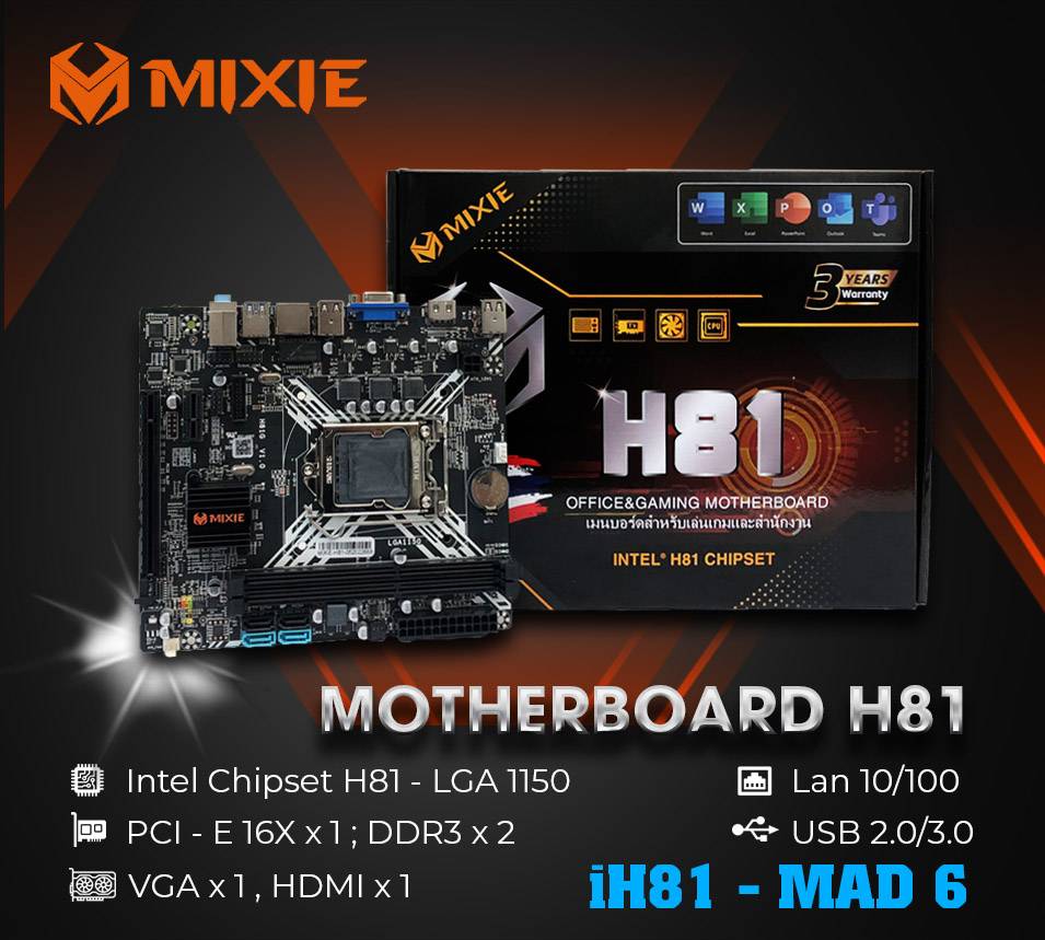 BO MẠCH CHỦ MAIN MIXIE H81 SOCKETS SUPPORTED 1150 - BH 24T - HÀNG CHÍNH HÃNG