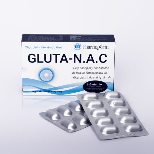 Viên uống Pharmaform Gluta N.A.C sáng da, ngừa lão hoá Hộp 30 viên