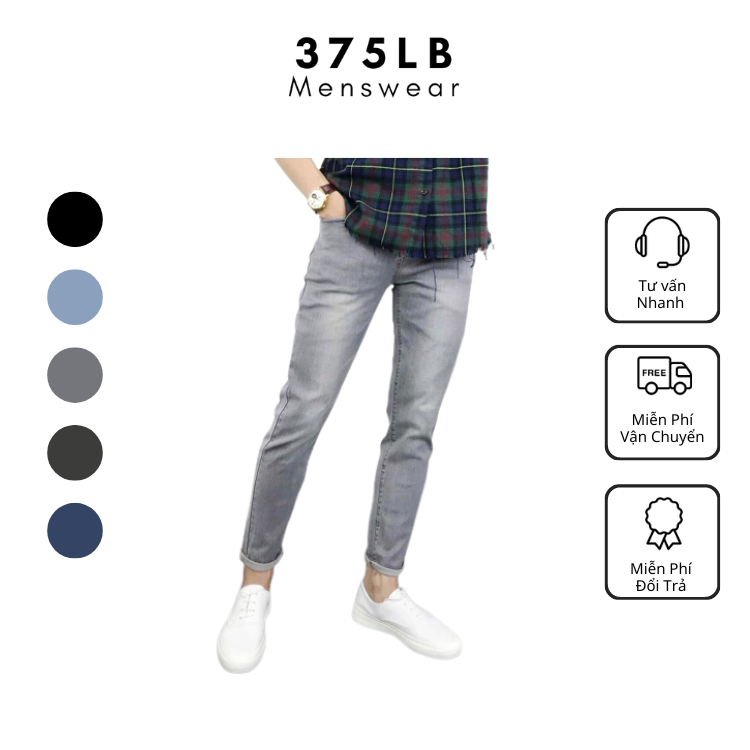 Quần Bò Nam- Quần Jeans nam Dài 375Lbstore chất Cotton Denim Cao Cấp, kiểu dáng thời trang phù hợp đi làm, đi chơi, đi học