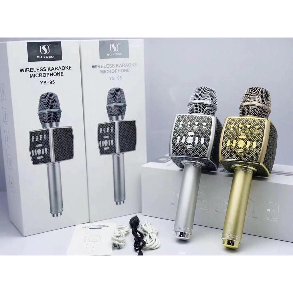 Micro karaoke không dây bluetooth YS-95 hỗ trợ ghi âm loa bass, hát thỏa thích-cực vang siêu phẩm