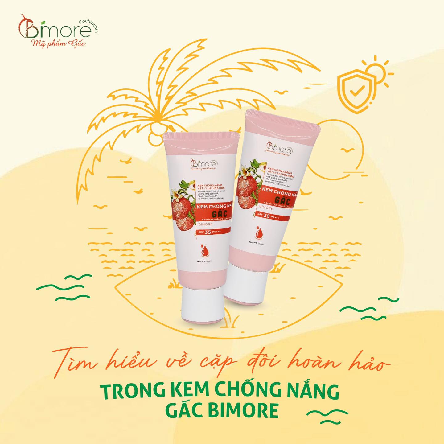 Kem Chống Nắng Gấc Bimore SPF 35, PA+++ 100ml