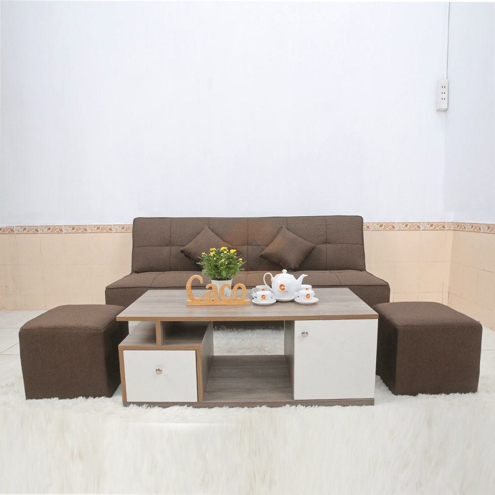 BỘ BÀN GHẾ SOFA BED CACO MÀU NÂU