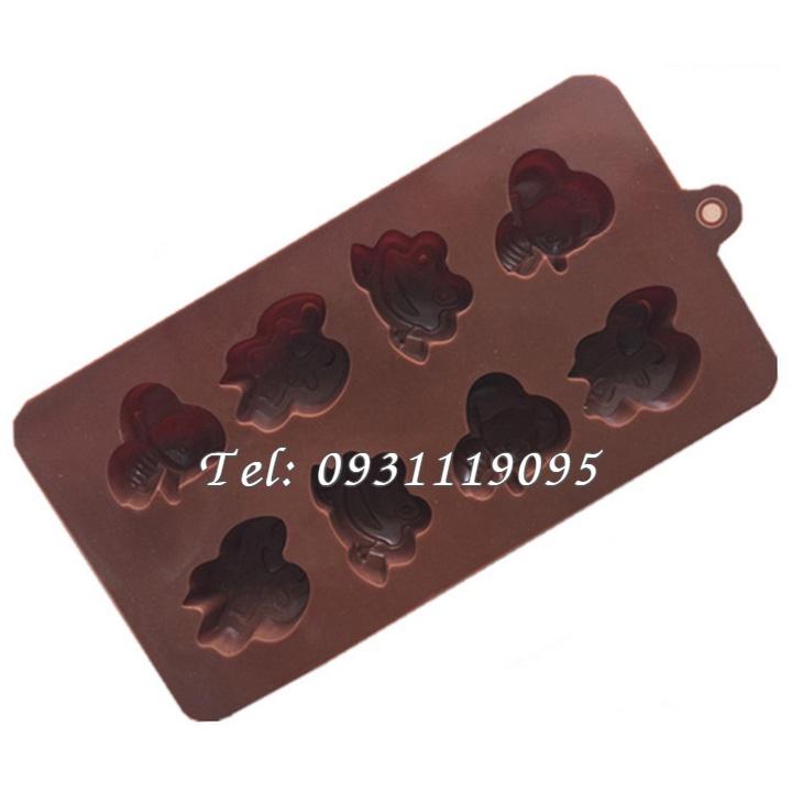 Khuôn silicon 8 con ong, ếch – Mã số 1324