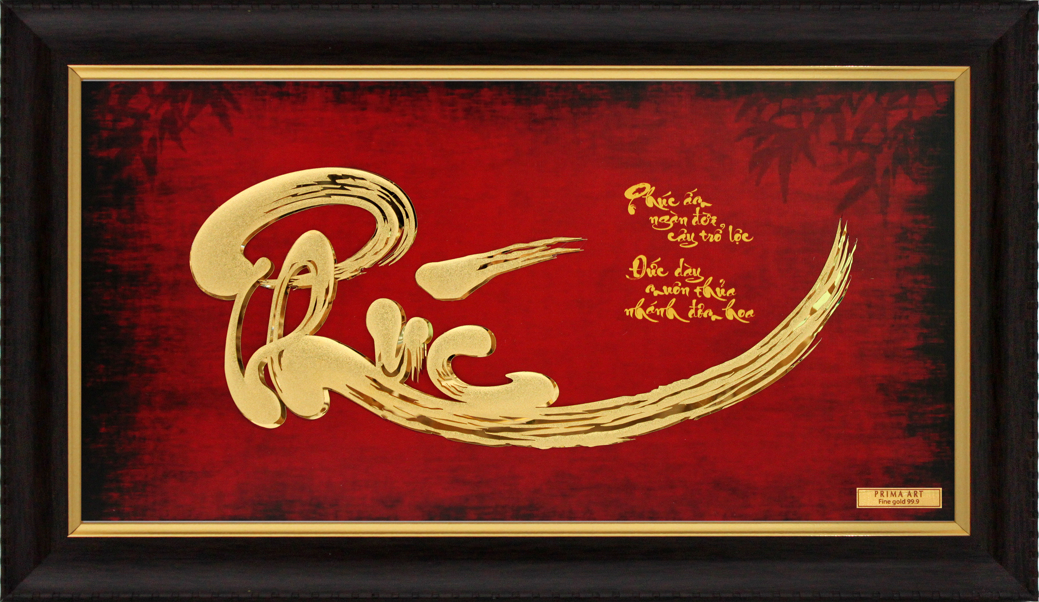 Tranh Vàng 24K PRIMA ART - Chữ Phúc Thư Pháp - Kích thước 70 x 120 cm - VCG-0003-01