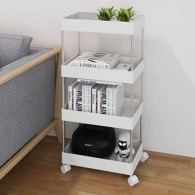Kệ đựng đồ đa năng 4 tầng nhựa ABS có bánh xe di chuyển