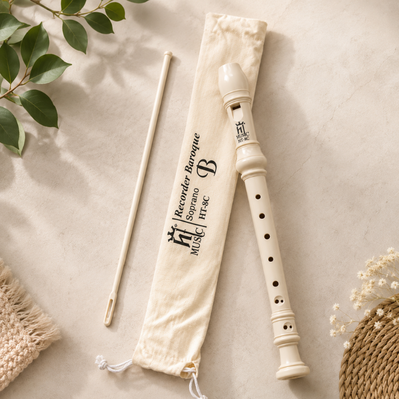 Sáo Recorder Soprano HT Music HT-8C Baroque 8 Lỗ Nhựa ABS Cao Cấp Kèm Túi Và Cây Vệ Sinh