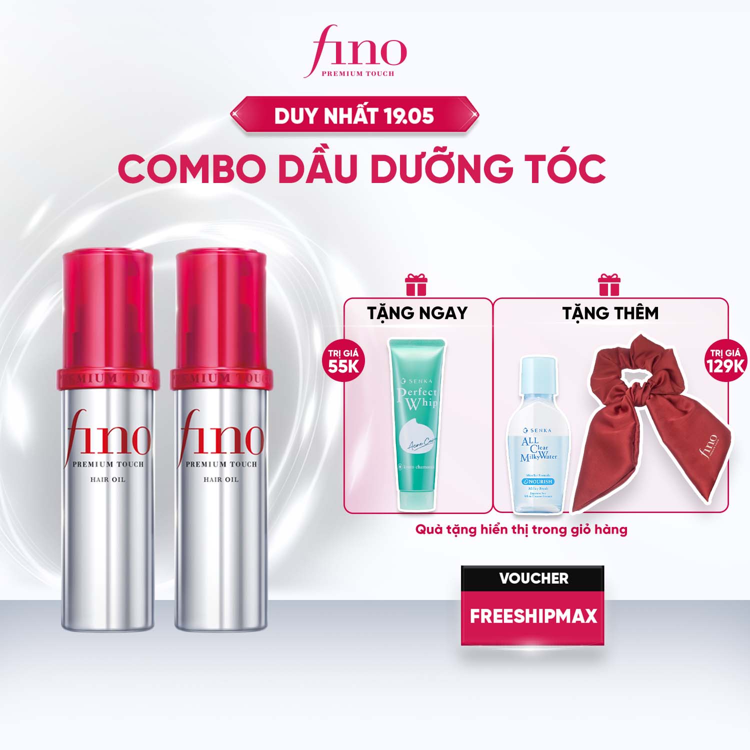 [TIẾT KIỆM HƠN] Bộ 2 Dầu dưỡng tóc cao cấp FINO PREMIUM TOUCH HAIR OIL B 70ml