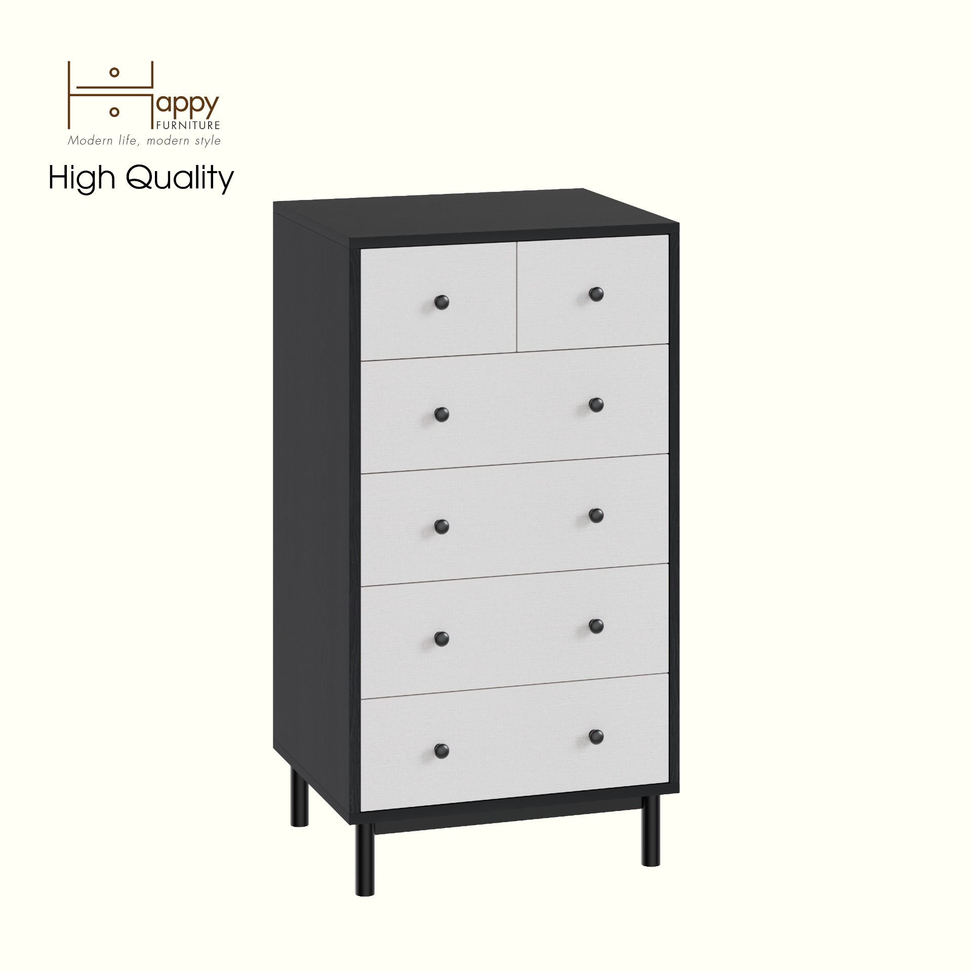 HAPPY FURNITURE , Tủ lưu trữ 6 ngăn kéo - LIVIK, THK_275 , 55cm x 45cm x 103cm DxRxC