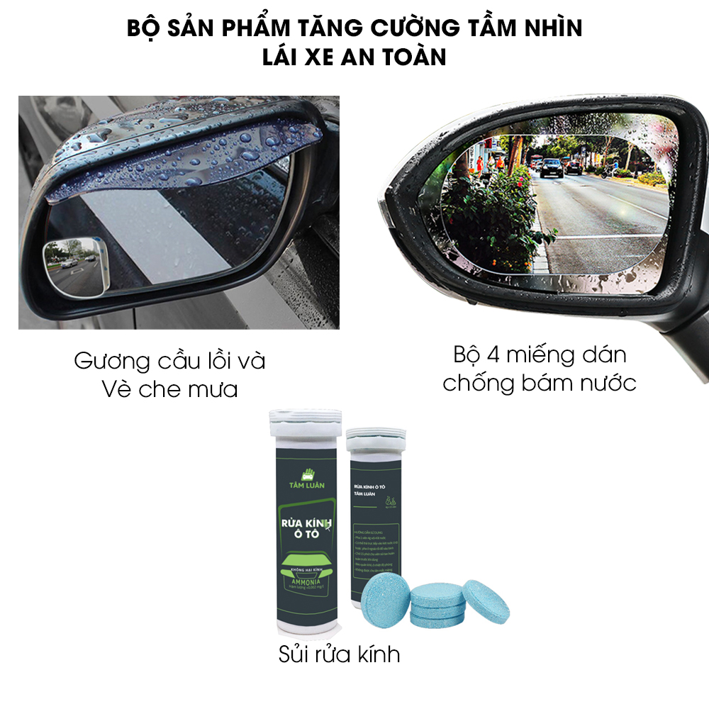 Miếng dán chống bám nước gương chiếu hậu ô tô, chống đọng nước, đọng sương, phụ kiện oto Tâm Luân