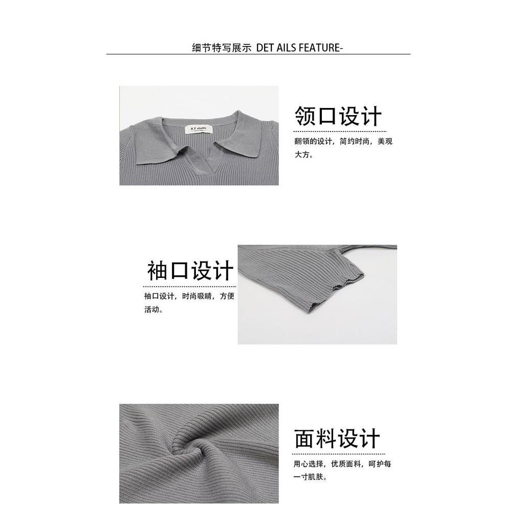 Áo Croptop Áo Polo Croptop Len Tăm Dệt Kim Cao Cấp Quảng Châu Tay Ngắn Có Cổ