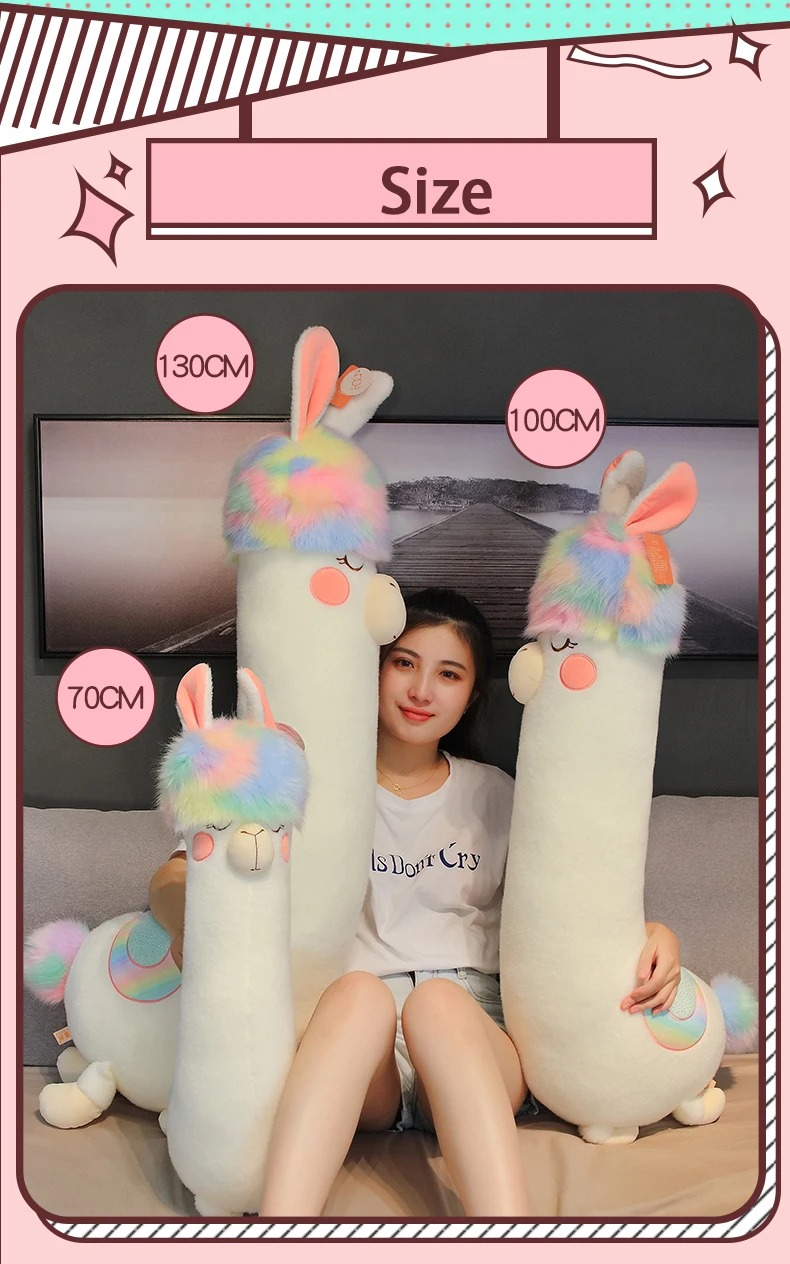 Gấu bông Lạc đà Alpaca đáng yêu ôm ngủ - Size 70cm đến 1m - Quà tặng gấu bông lạc đà cong êm mịn cho bé