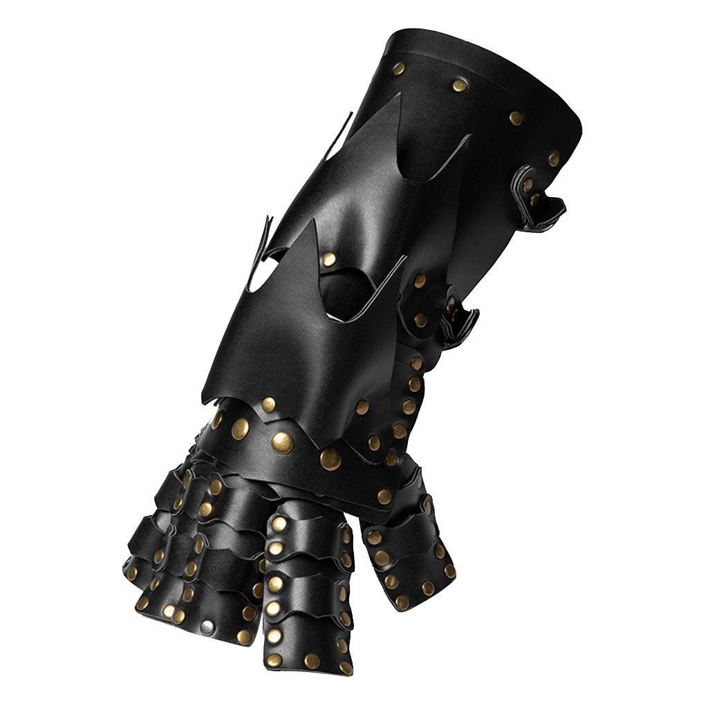 Mens Steampunk Gothic Gloves Vintage PU Leather Fingerless Mittens for Costume Party Wrist Arm Warmer