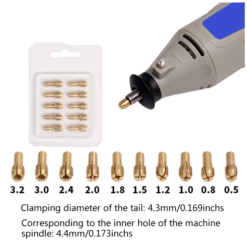 Bộ đầu kẹp mũi khoan bằng đồng 4.3mm 0.5-3.2mm cho máy mài mini
