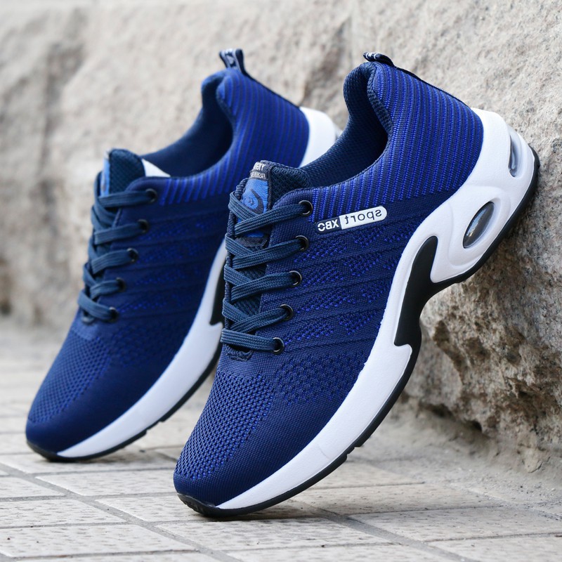 Giày thể thao buộc dây Giày sneakers thể thao nam Giày thể thao vải thoáng khí Màu đen Màu xanh G89 - Xanh - 42