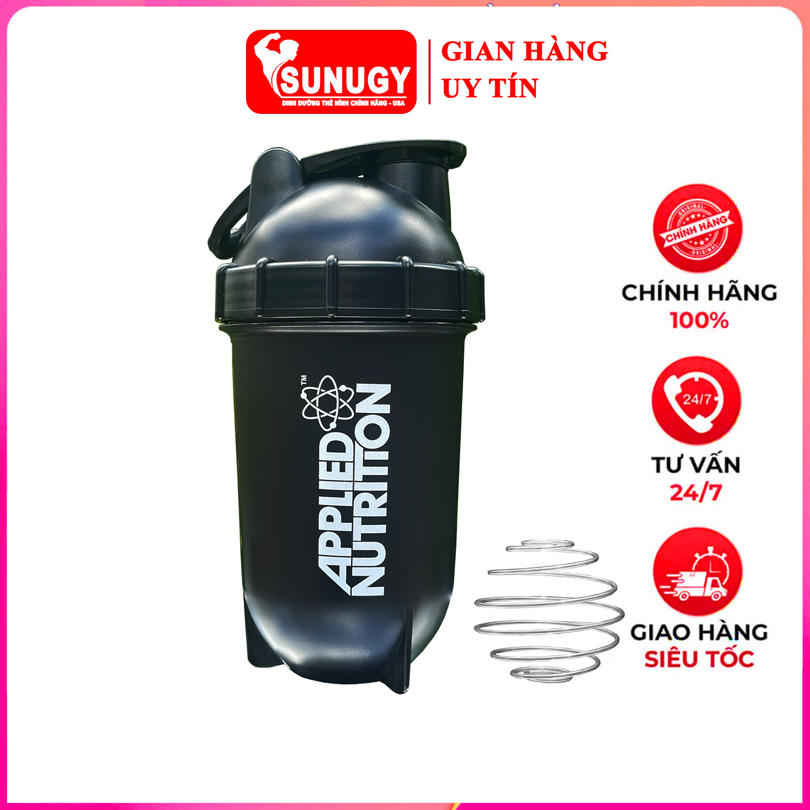 Bình lắc Shaker pha sữa cho người tập GYM hiệu APPLIED NUTRITION - Bình nước thể thao Shaker 400 ml