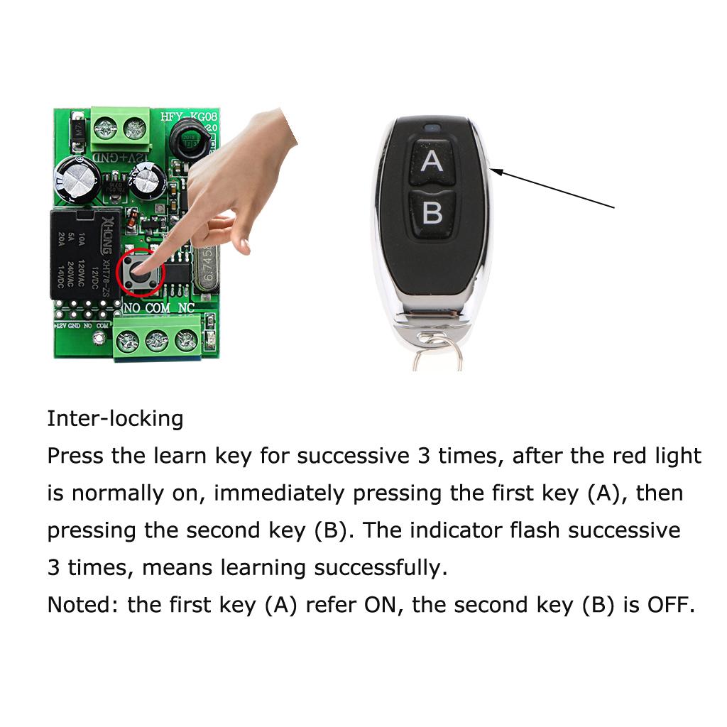 1CH Wireless RF Remote Control Switch Transmitter + Receiver 01 AB Button