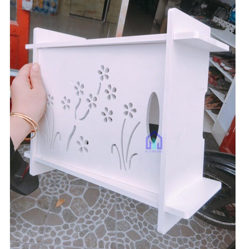 Hộp đựng wifi treo tường KHÔNG CẦN KHOAN hình hoa mai kiểu mới nhỏ gọn giá rẻ - ICO HOME