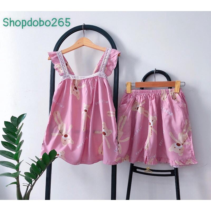 Bộ ngủ 2 dây,đò bộ nữ,bộ lanh đùi mặc nhà siêu mát BN 360 hoạ tiết dễ thương size 45-70kg.