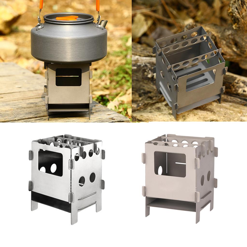 Ultra-light Outdoor Cooking Pocket Stove Backpacking Camping Folding Wood Stove Stainless Steel/ Titanium Materials