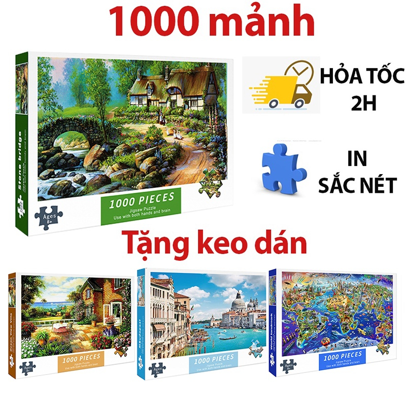 Tranh ghép hình 1000 mảnh phong cảnh dành cho người lớn và trẻ em. Kích thước: 75x50 cm. Quà tặng giải trí Decor phòng