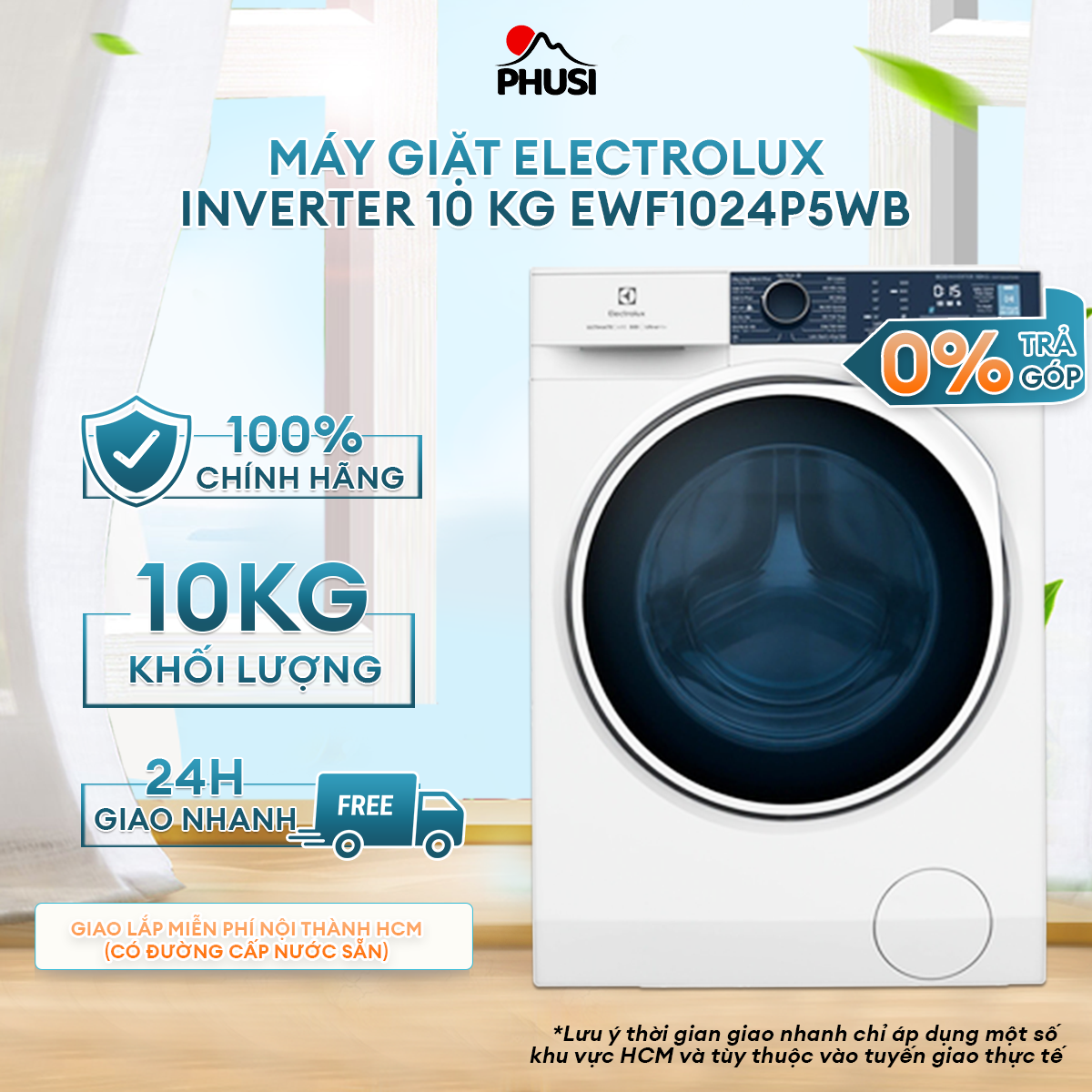 Máy giặt Electrolux Inverter 10 kg EWF1024P5WB - Hàng chính hãng - Giao HCM và 1 số tỉnh thành