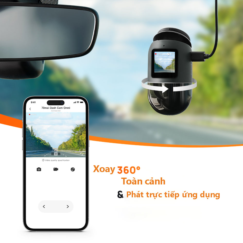 Camera hành trình ô tô xiaomi 70mai Omni X200 360 độ bản 64GB(quốc tế) - Hàng nhập khẩu