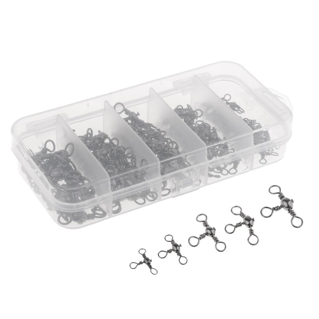 115pcs/box 3 Way Barrel Swivel Three Way Swivels Crossline Fishing Connector