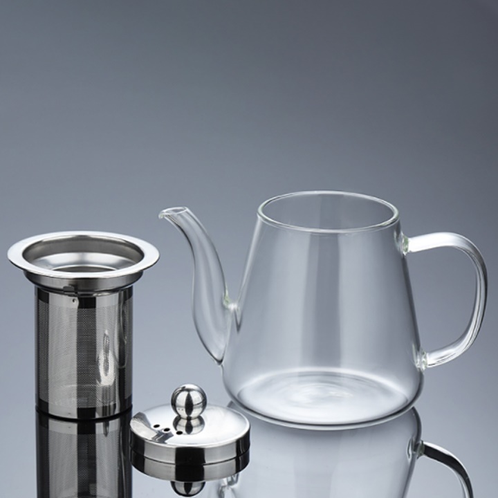 Bộ ấm chén pha trà thủy tinh 550ml trong suốt cao cấp chịu nhiệt có lõi lọc