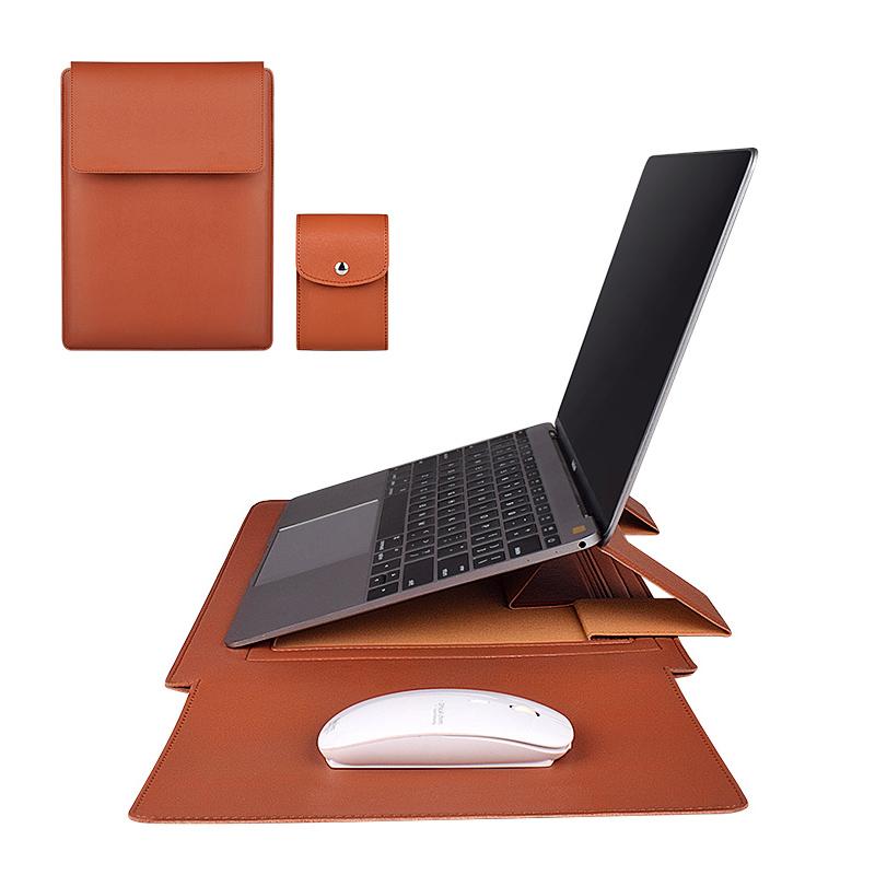 Túi Đựng Laptop Cho Macbook Air Pro Da PU 13/14 Inch Túi Xách Laptop Có Chân Đế Miếng Lót Chuột