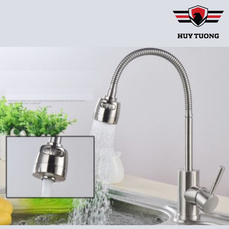 Vòi rửa chén đơn Inox SUS 304, vòi chén siêu bền, dày, vòi rửa bát chắc chắn, chất lượng cao cấp - Huy Tưởng