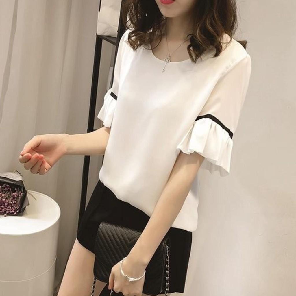 Aó công sở tay nhúng viền tay