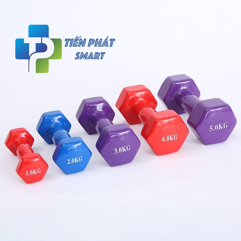 Bộ 2 Tạ Tay 4kg Bọc Cao Su Trơn Lõi Thép Cao Cấp Chính Hãng-Giao Màu Ngẫu Nhiên
