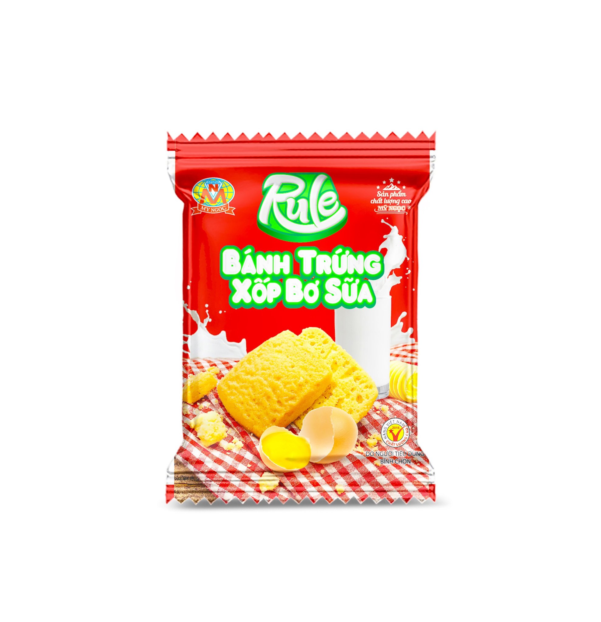 Rule - 180g Bánh Trứng Xốp BƠ SỮA tươi MỸ NGỌC, bổ dưỡng với SỮA TƯƠI &amp; TRỨNG - thơm thơm BƠ - tan ngay trong miệng