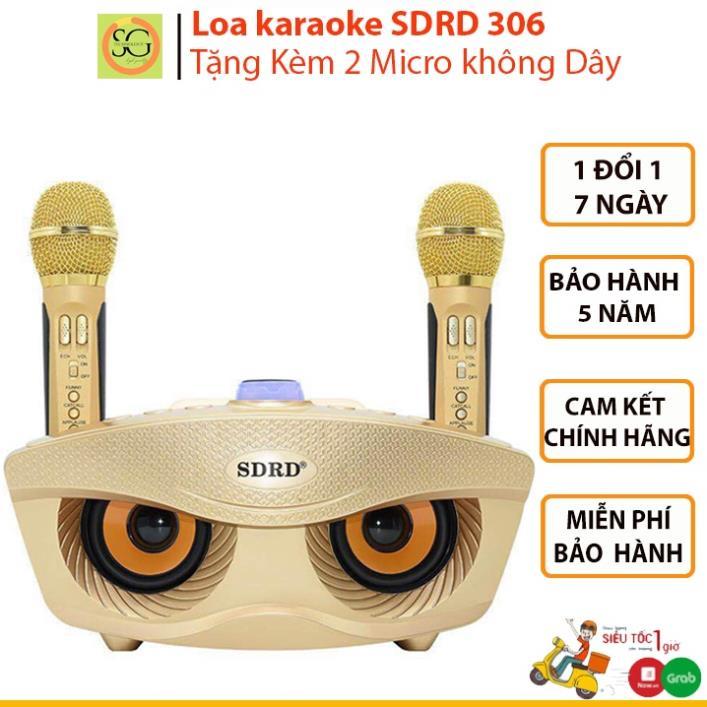 Loa karaoke Bluetooth SDRD 306, Loa bluetooth không dây - Tặng kèm 2 micro hát karaoke, âm thanh tuyệt đỉnh, chất lượng