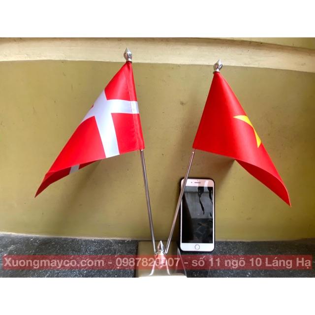 Cờ để bàn đế đôi inox Việt Nam - Thuỵ Điển
