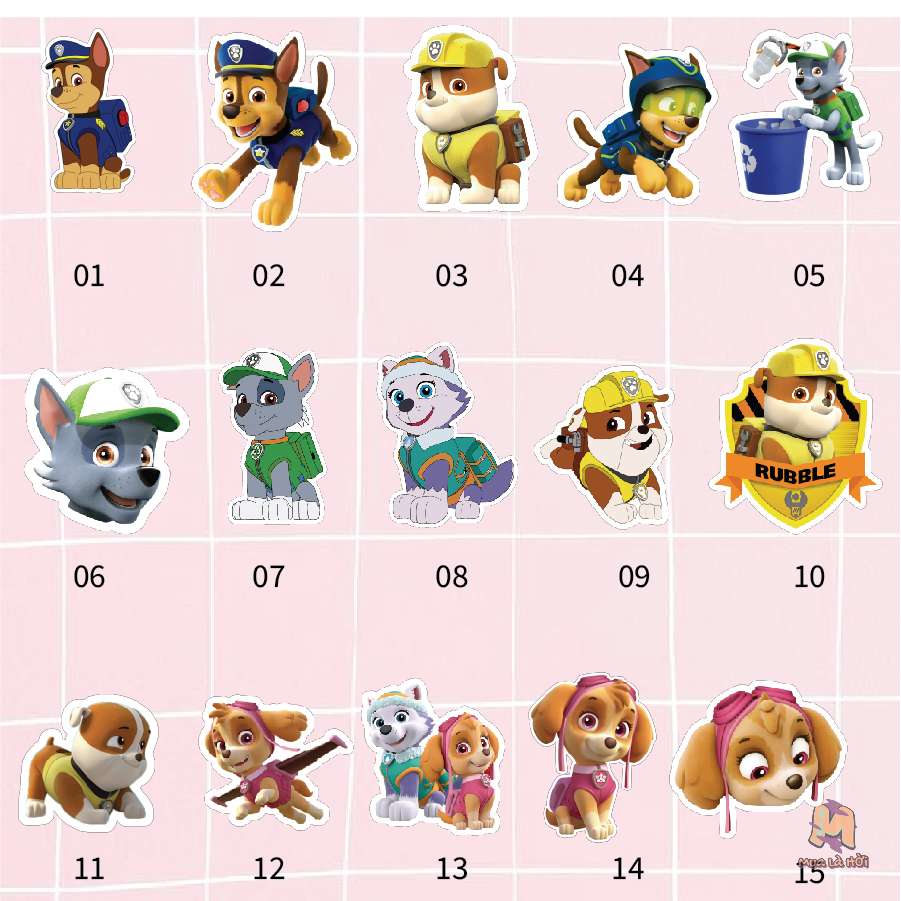 Miếng dán Stickers chủ đề Những chú chó cứu hộ