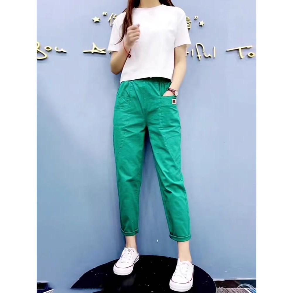 Bigsize Quần Baggy Nữ, Quần Kaki Nữ Cạp Chun có dây rút Phong Cách Trẻ Trung Sành Điệu Mẫu mới
