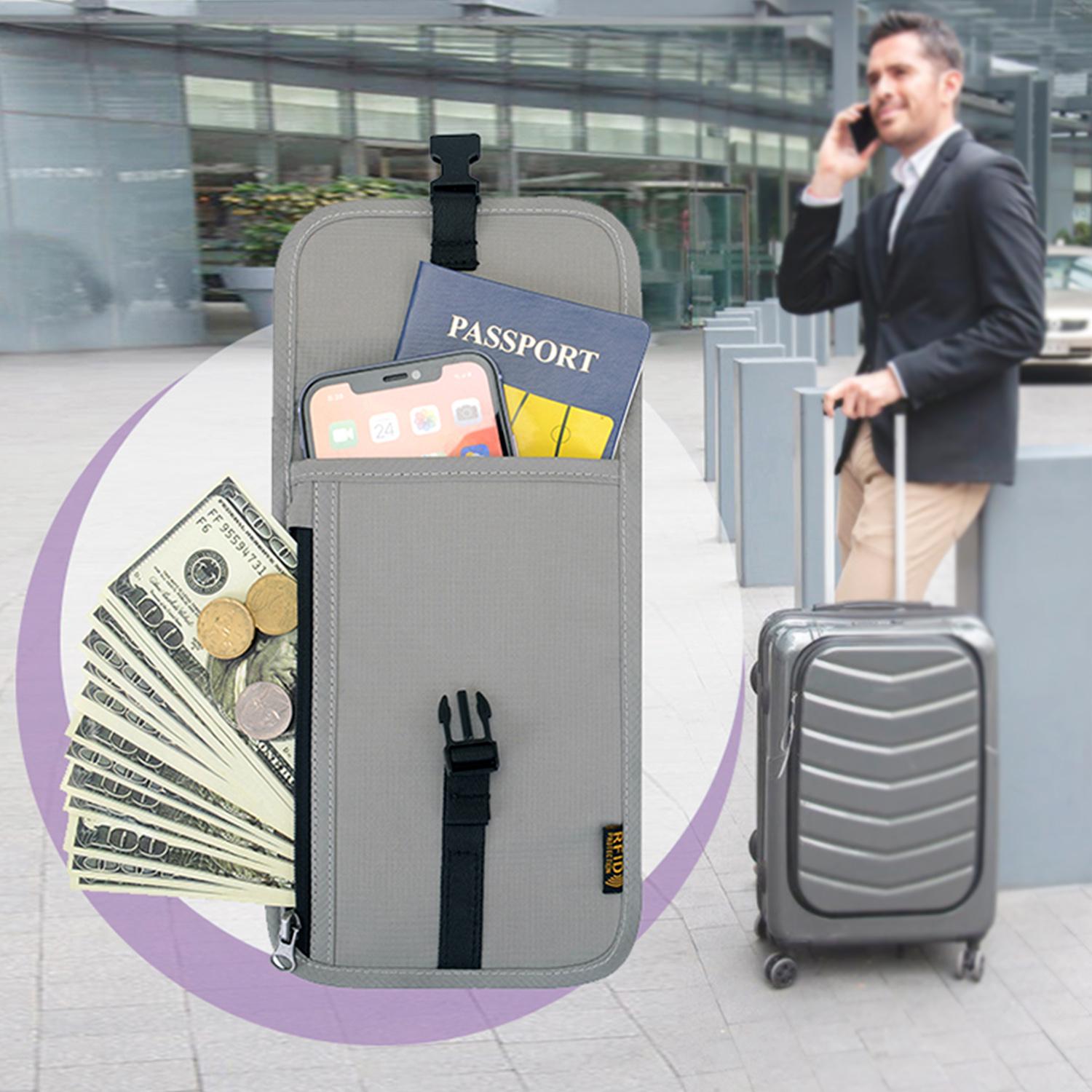 Ví đeo cổ đựng hộ chiếu có ngăn chặn RFID