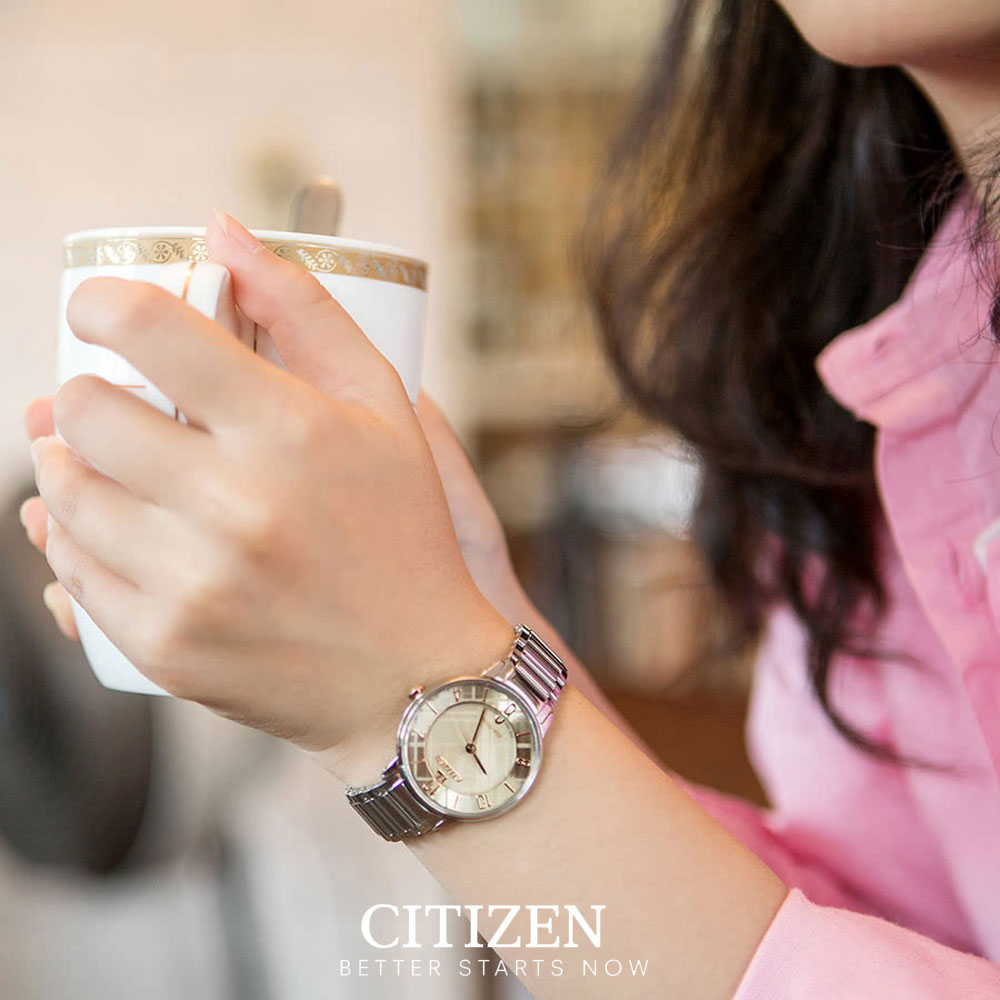 Đồng Hồ Nữ Citizen Dây Thép Không Gỉ EM0526-88X - Mặt Vàng