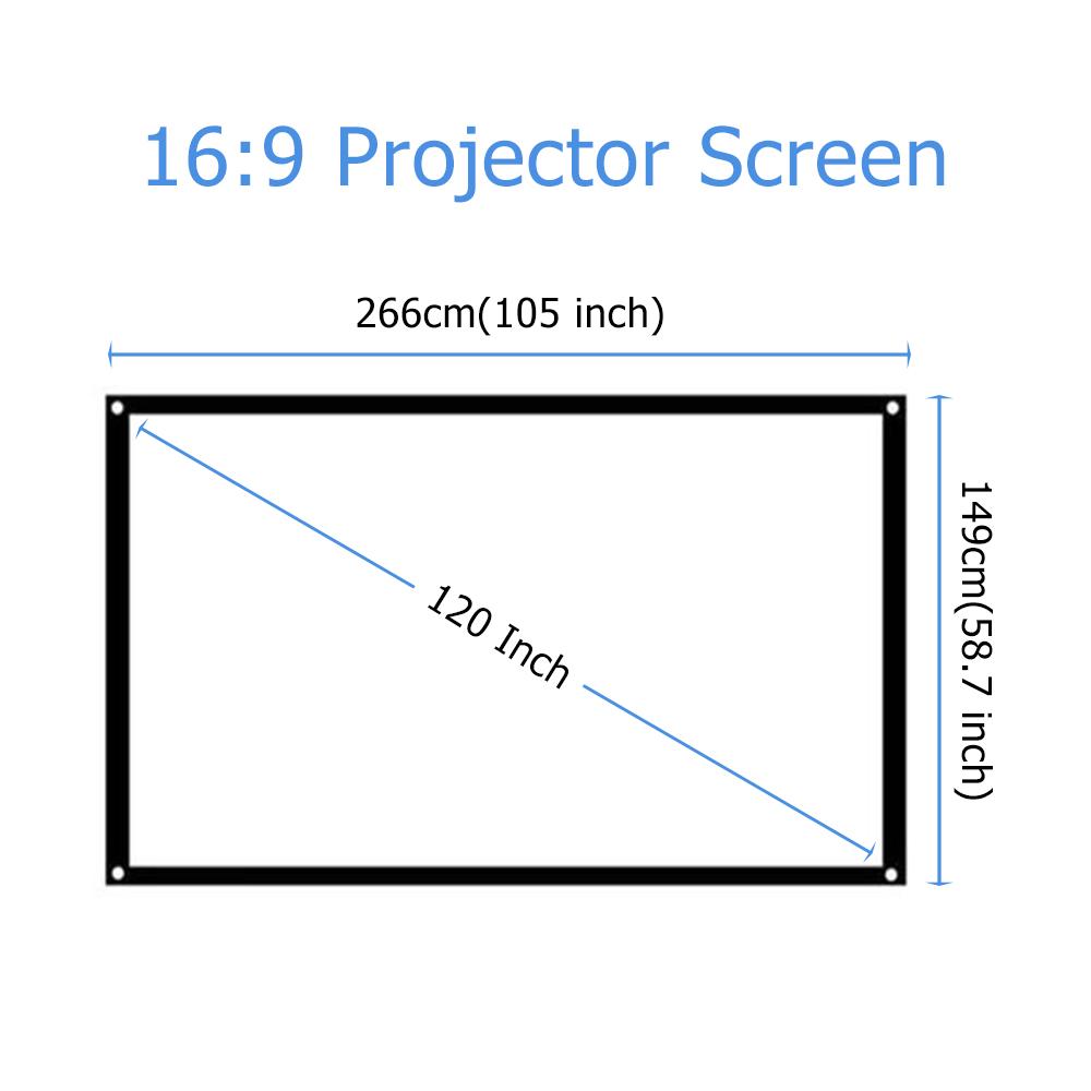 Màn hình máy chiếu 120 inch di động có thể gập lại HD 16: 9 phía trước chống nhăn