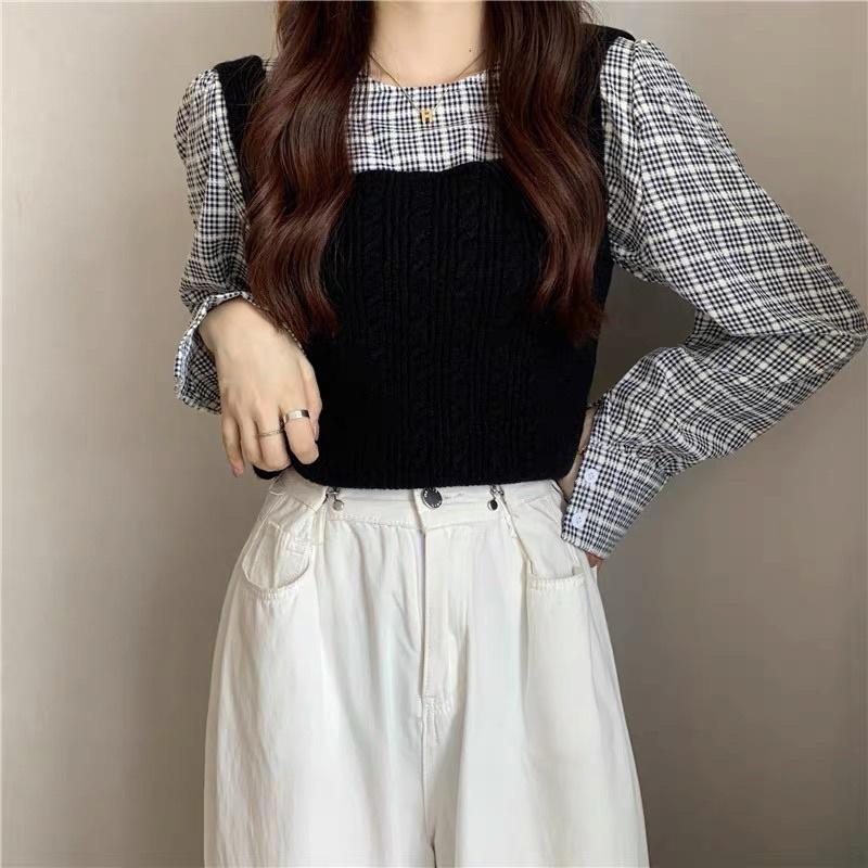 Áo Gile Len Vặn Thừng Croptop 2 Dây Mặc Rời Hoặc Mix Sơ Mi Cardigan